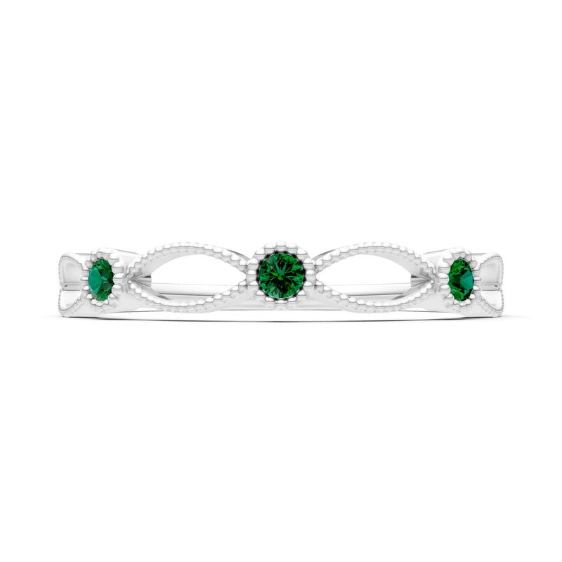 Dainty Leaf Trio Round Gemstone Station Band