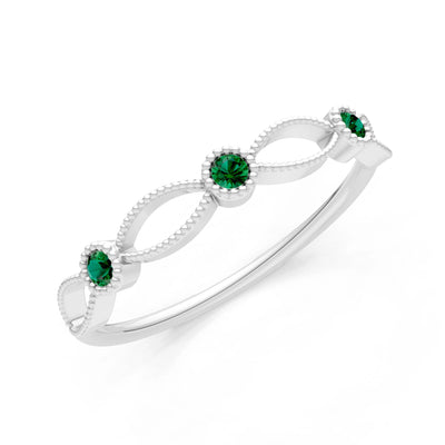 Dainty Leaf Trio Round Gemstone Station Band