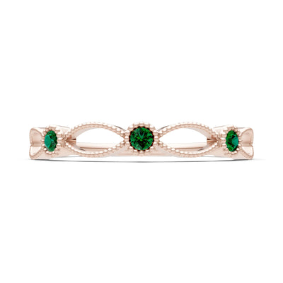 Dainty Leaf Trio Round Gemstone Station Band