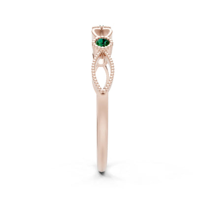 Dainty Leaf Trio Round Gemstone Station Band