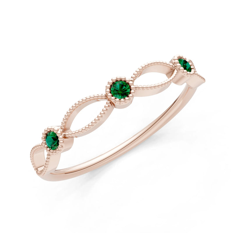 Dainty Leaf Trio Round Gemstone Station Band