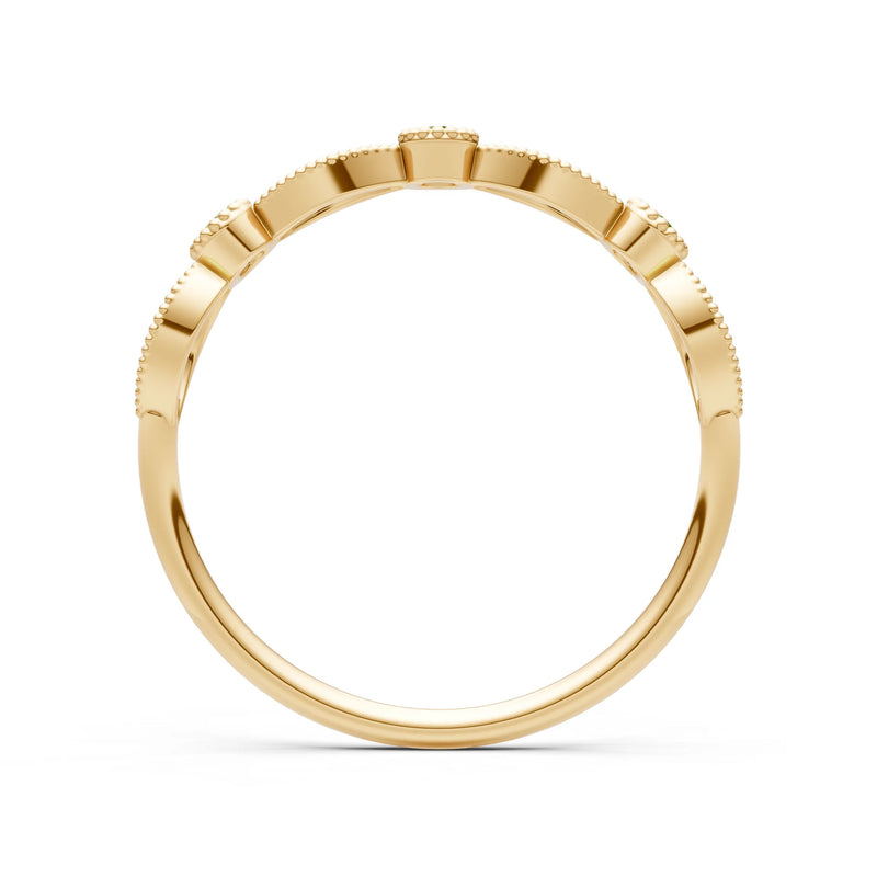 Peridot Dainty Leaf Trio Station Round Cut Band