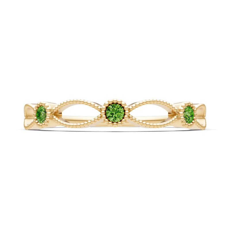 Dainty Leaf Trio Round Gemstone Station Band