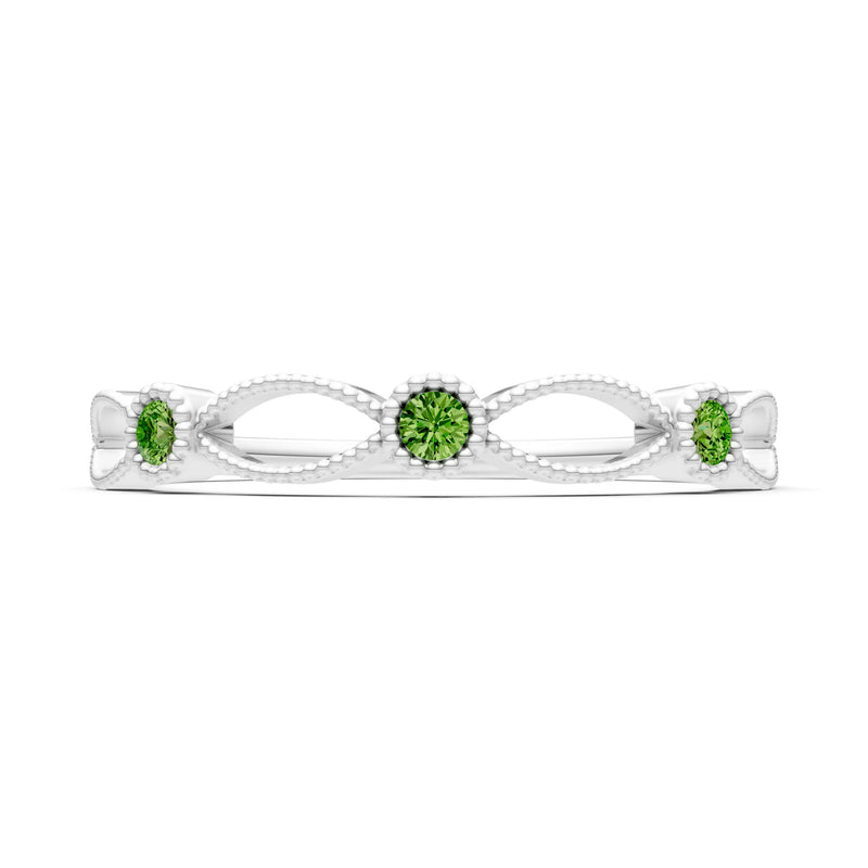 Dainty Leaf Trio Round Gemstone Station Band