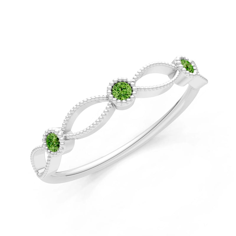 Dainty Leaf Trio Round Gemstone Station Band
