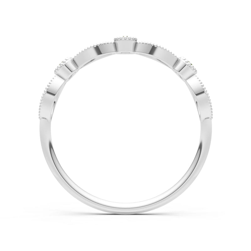 Peridot Dainty Leaf Trio Station Round Cut Band