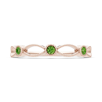 Dainty Leaf Trio Round Gemstone Station Band