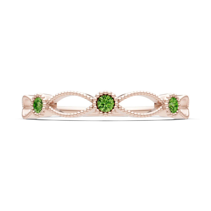 Dainty Leaf Trio Round Gemstone Station Band