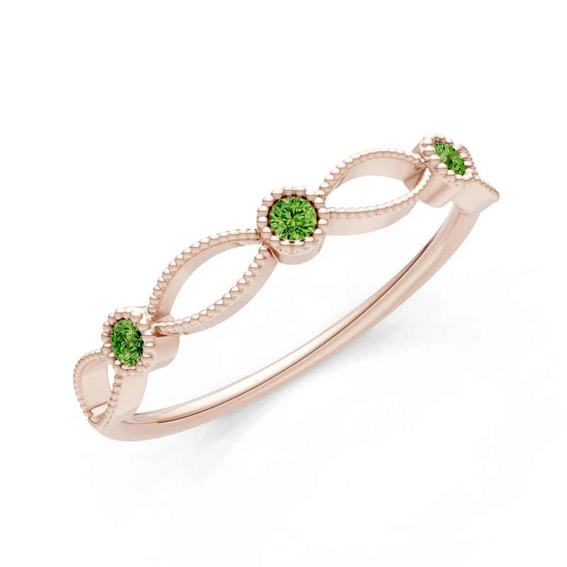 Dainty Leaf Trio Round Gemstone Station Band