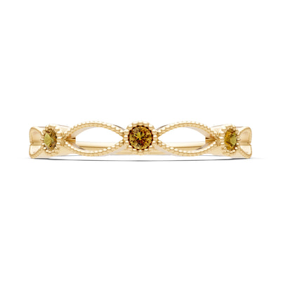 Dainty Leaf Trio Round Gemstone Station Band
