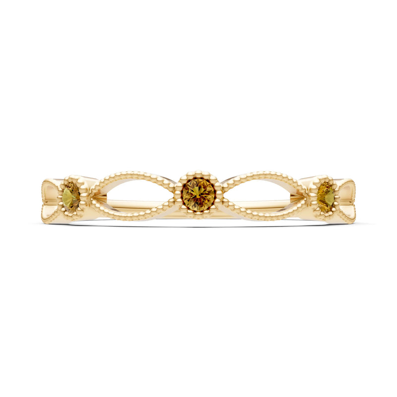 Dainty Leaf Trio Round Gemstone Station Band
