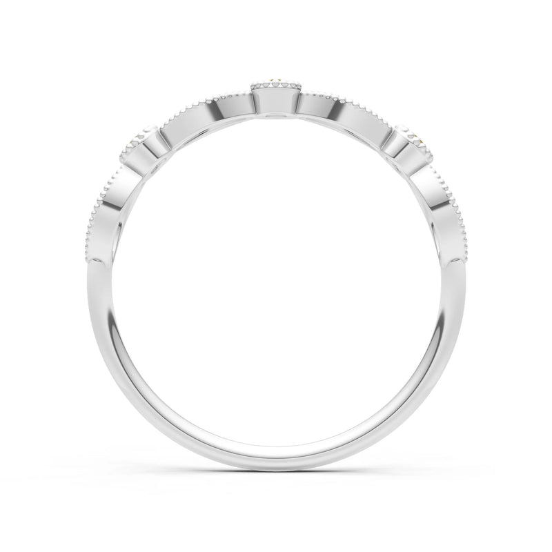 Dainty Leaf Trio Round Gemstone Station Band