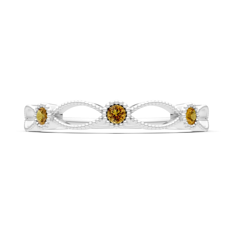 Dainty Leaf Trio Round Gemstone Station Band