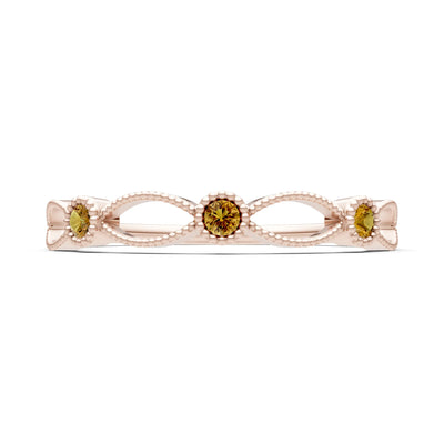 Dainty Leaf Trio Round Gemstone Station Band