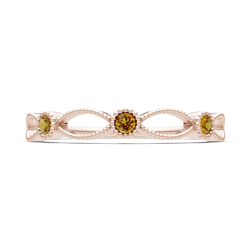 Dainty Leaf Trio Round Gemstone Station Band