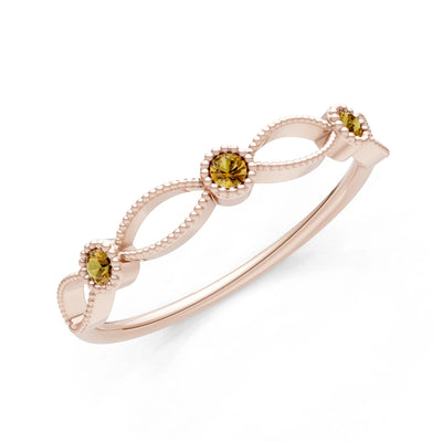 Dainty Leaf Trio Round Gemstone Station Band