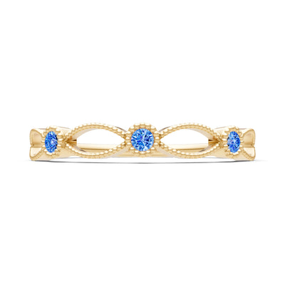 Dainty Leaf Trio Round Gemstone Station Band