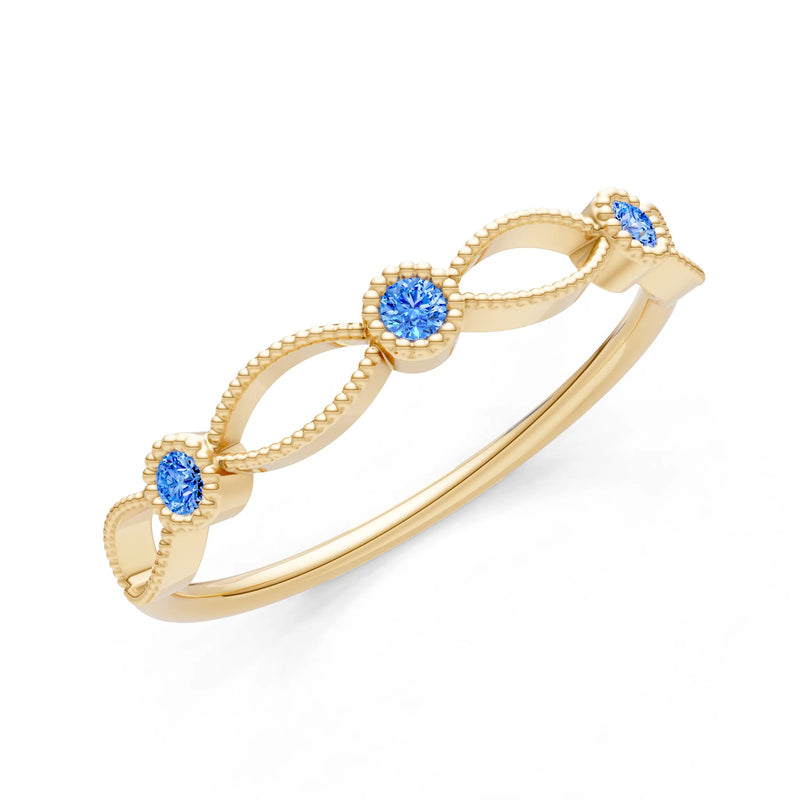 Dainty Leaf Trio Round Gemstone Station Band