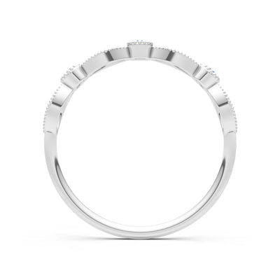 Dainty Leaf Trio Round Gemstone Station Band