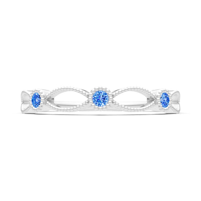 Dainty Leaf Trio Round Gemstone Station Band