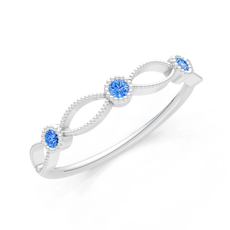 Dainty Leaf Trio Round Gemstone Station Band