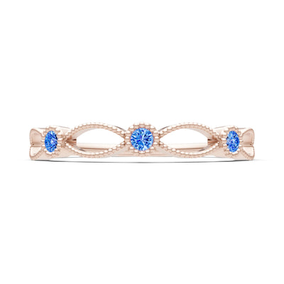 Dainty Leaf Trio Round Gemstone Station Band