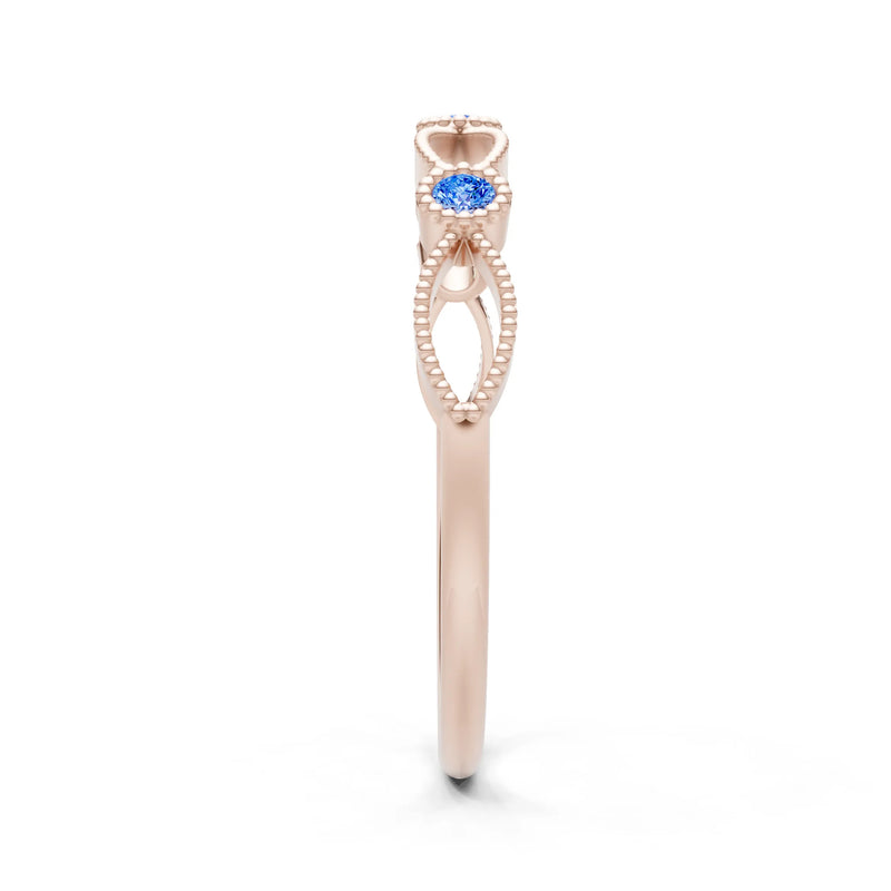 Dainty Leaf Trio Round Gemstone Station Band