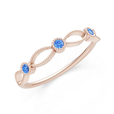 Dainty Leaf Trio Round Gemstone Station Band