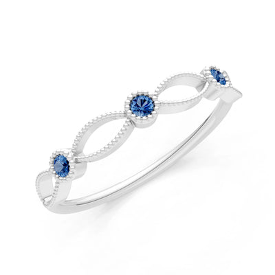 Dainty Leaf Trio Round Gemstone Station Band
