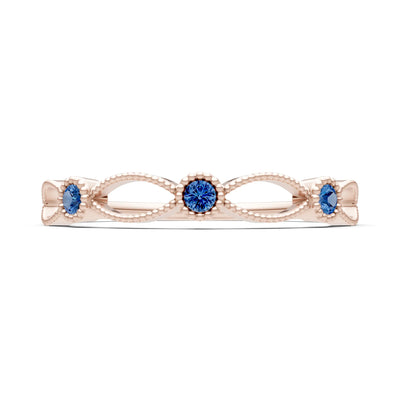 Dainty Leaf Trio Round Gemstone Station Band