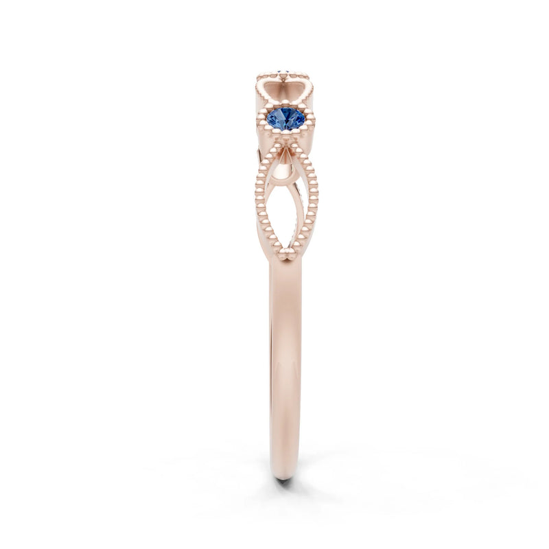 Dainty Leaf Trio Round Gemstone Station Band