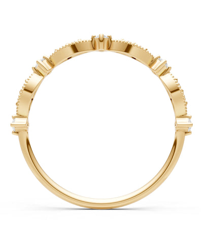 Diamond Dainty Milgrain Multi Stone Round Cut Stack Ring
