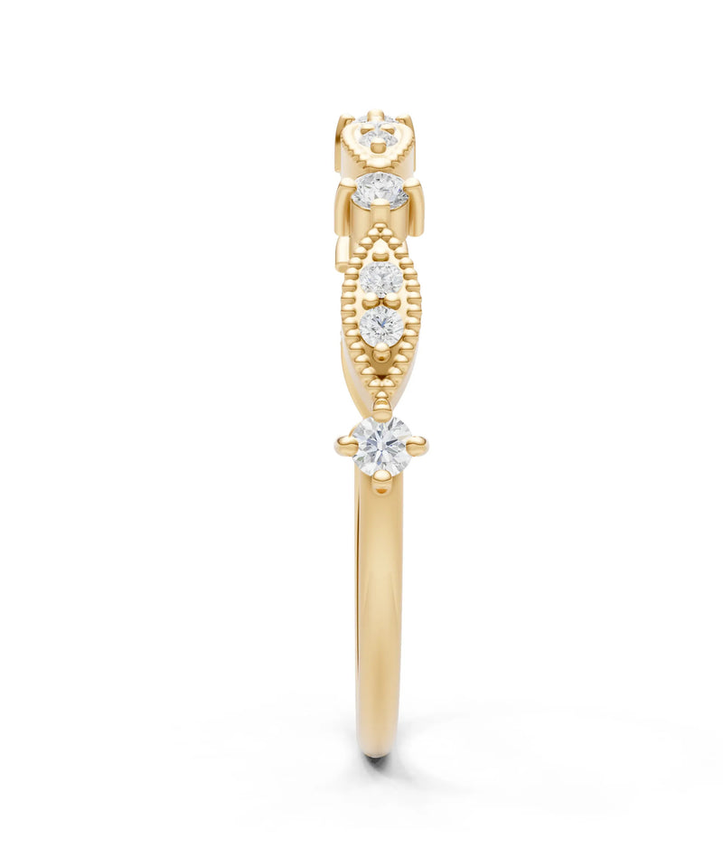 Dainty Milgrain Multi Round Stone Stack Ring