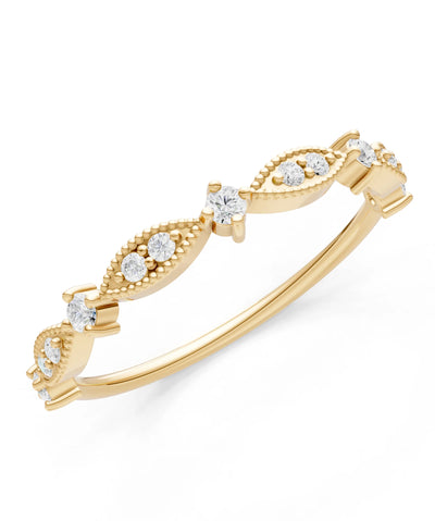 Dainty Milgrain Multi Round Stone Stack Ring