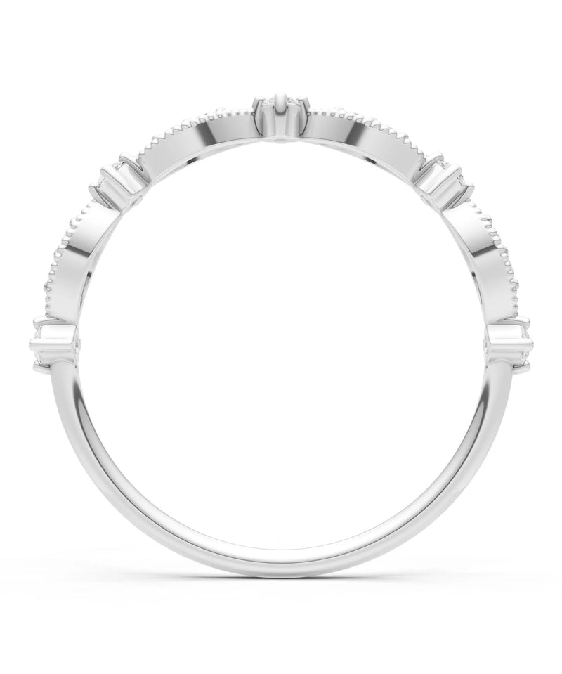 Dainty Milgrain Multi Round Stone Stack Ring