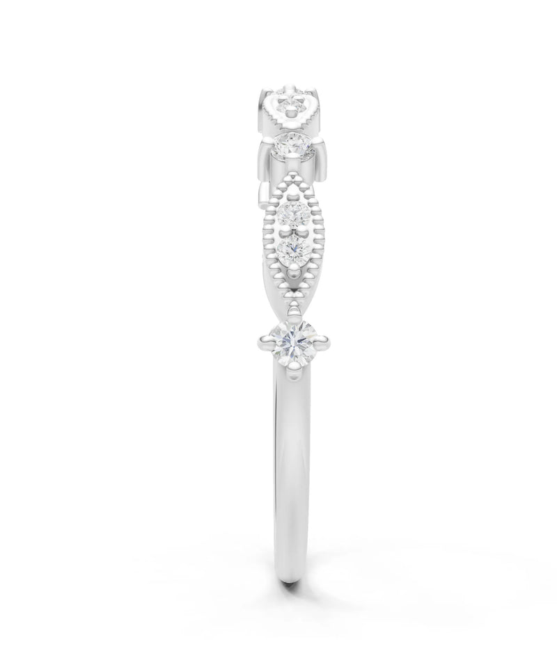 Dainty Milgrain Multi Round Stone Stack Ring