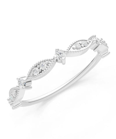 Dainty Milgrain Multi Round Stone Stack Ring
