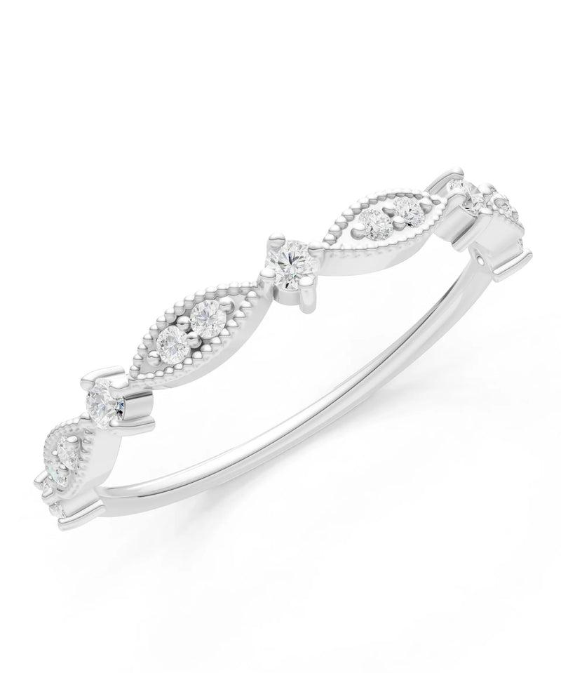 Dainty Milgrain Multi Round Stone Stack Ring