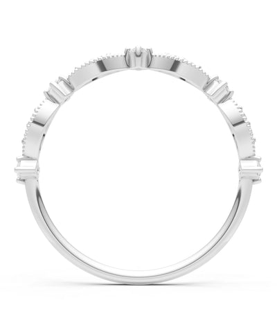 Diamond Dainty Milgrain Multi Stone Round Cut Stack Ring