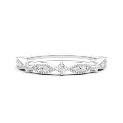 Diamond Dainty Milgrain Multi Stone Round Cut Stack Ring