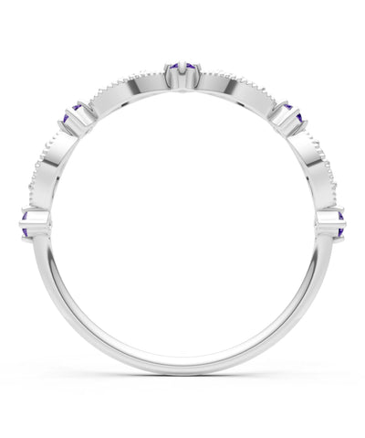 Dainty Milgrain Multi Round Stone Stack Ring