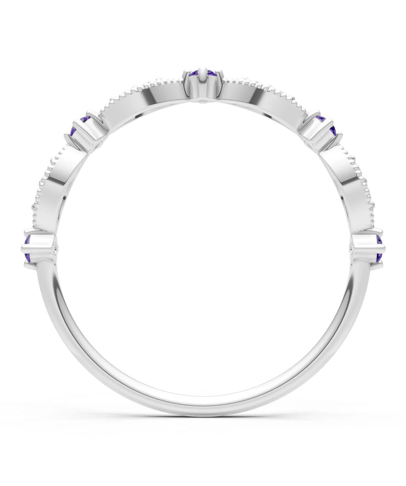 Dainty Milgrain Multi Round Stone Stack Ring