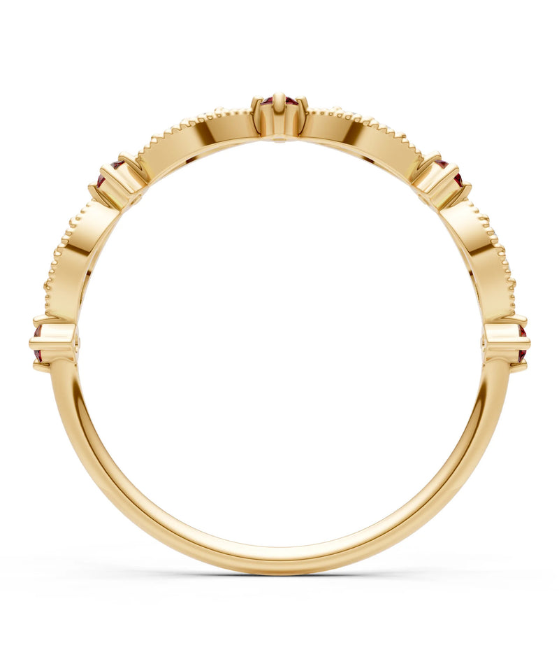 Dainty Milgrain Multi Round Stone Stack Ring