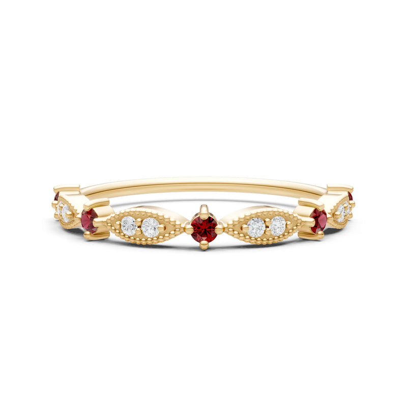 Dainty Milgrain Multi Round Stone Stack Ring