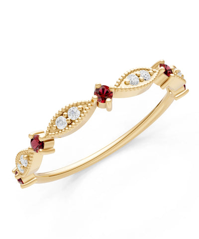 Dainty Milgrain Multi Round Stone Stack Ring