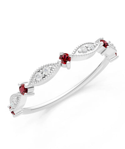 Dainty Milgrain Multi Round Stone Stack Ring
