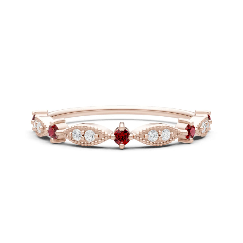 Dainty Milgrain Multi Round Stone Stack Ring