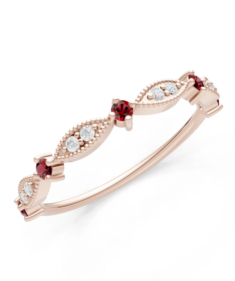Dainty Milgrain Multi Round Stone Stack Ring