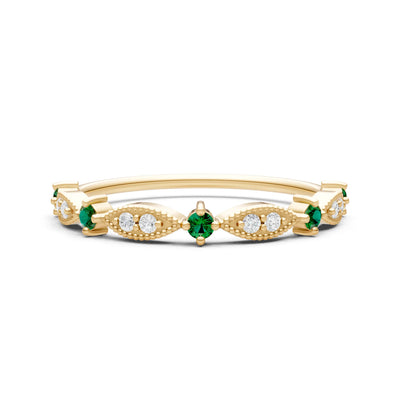 Dainty Milgrain Multi Round Stone Stack Ring
