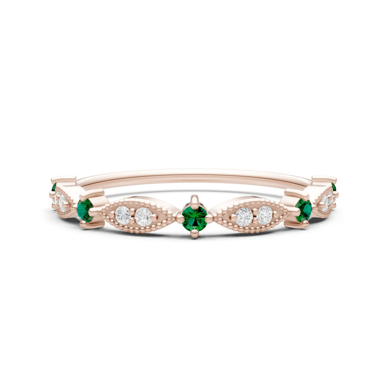 Dainty Milgrain Multi Round Stone Stack Ring